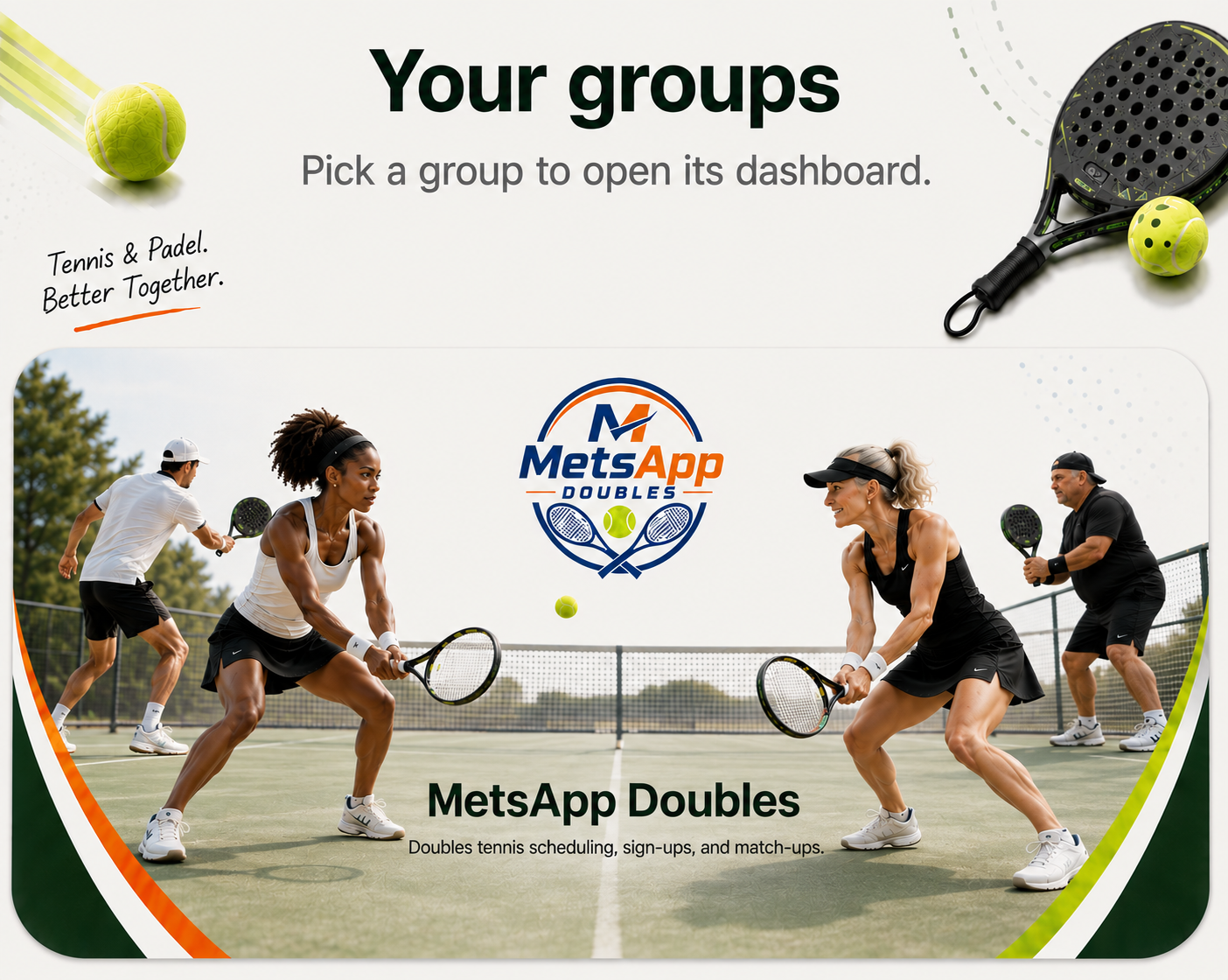 Your groups. Pick a group to open its dashboard.